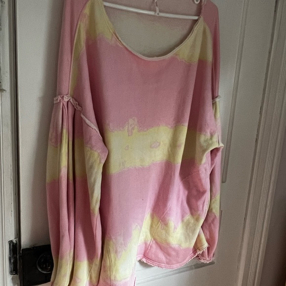 Free People M Pink Yellow Tie Dye Sweater - Picture 4 of 10